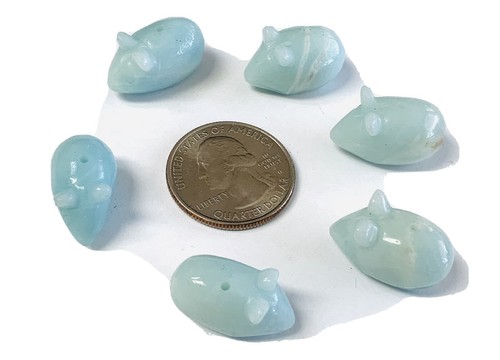 Hand carved amazonite mouse - amazonite,
