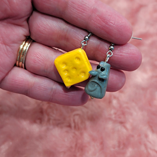 Yellow gray glass mouse - yellow, &